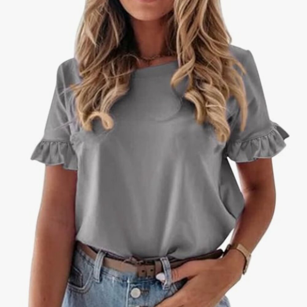 Ruffle Sleeved Tee Shirt - NEW
